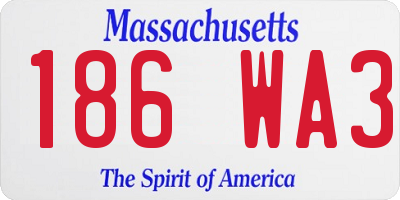 MA license plate 186WA3