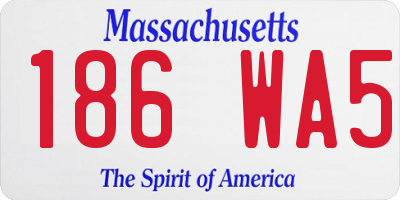 MA license plate 186WA5