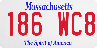 MA license plate 186WC8