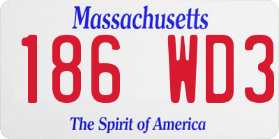 MA license plate 186WD3