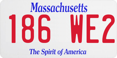 MA license plate 186WE2