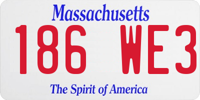 MA license plate 186WE3