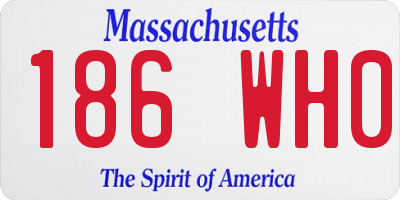 MA license plate 186WH0