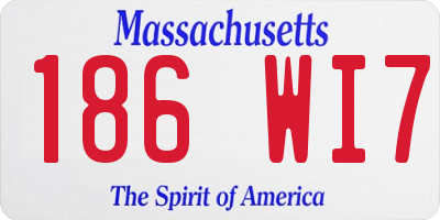 MA license plate 186WI7