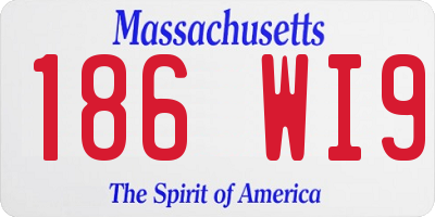 MA license plate 186WI9