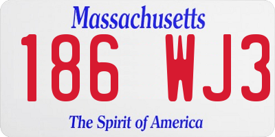 MA license plate 186WJ3