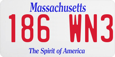 MA license plate 186WN3