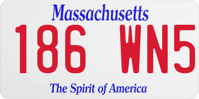 MA license plate 186WN5
