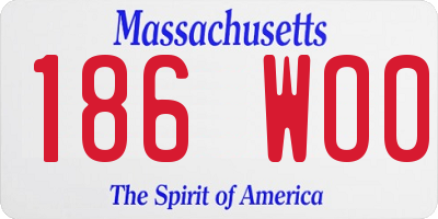 MA license plate 186WO0