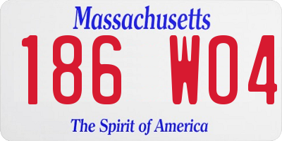 MA license plate 186WO4