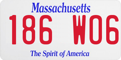 MA license plate 186WO6