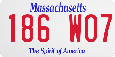 MA license plate 186WO7