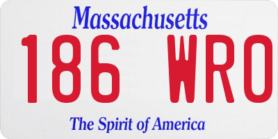 MA license plate 186WR0