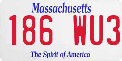 MA license plate 186WU3