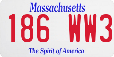 MA license plate 186WW3