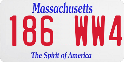 MA license plate 186WW4