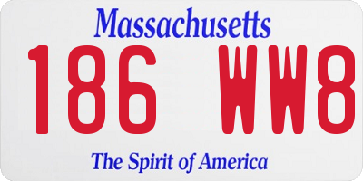 MA license plate 186WW8