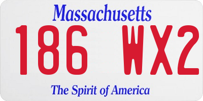 MA license plate 186WX2