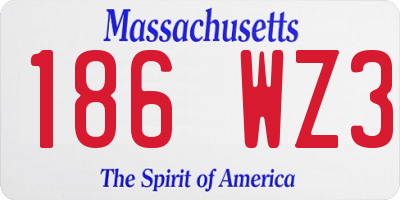 MA license plate 186WZ3