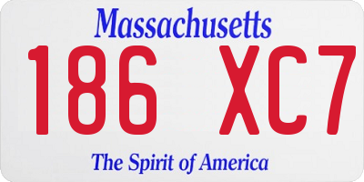 MA license plate 186XC7
