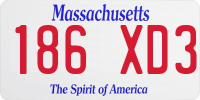 MA license plate 186XD3