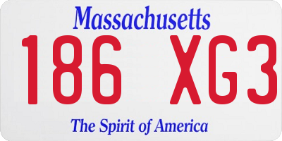 MA license plate 186XG3