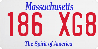 MA license plate 186XG8