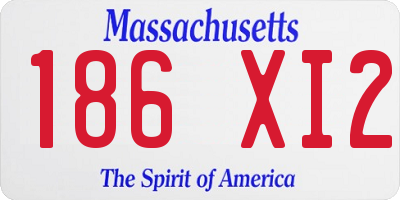 MA license plate 186XI2