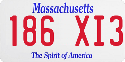 MA license plate 186XI3