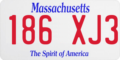 MA license plate 186XJ3