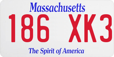 MA license plate 186XK3