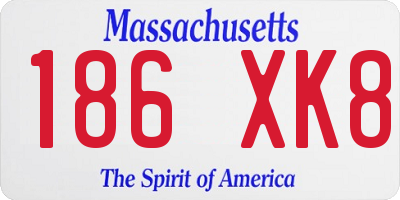 MA license plate 186XK8