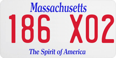 MA license plate 186XO2