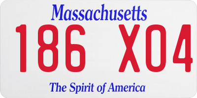 MA license plate 186XO4