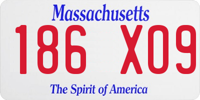 MA license plate 186XO9