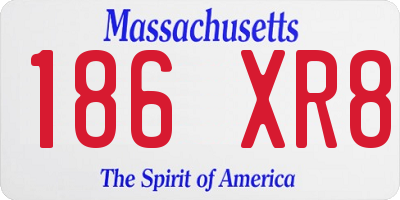 MA license plate 186XR8