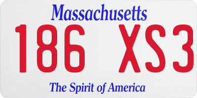 MA license plate 186XS3