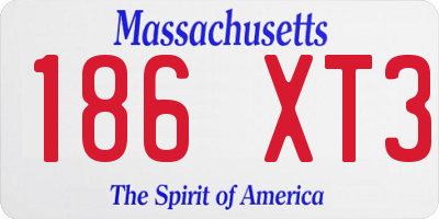 MA license plate 186XT3