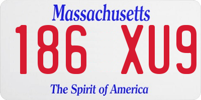 MA license plate 186XU9