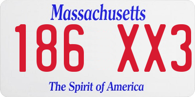 MA license plate 186XX3
