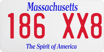 MA license plate 186XX8