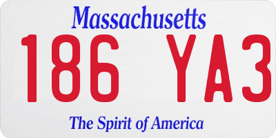 MA license plate 186YA3