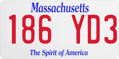 MA license plate 186YD3