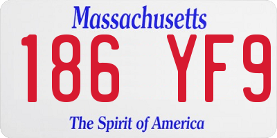 MA license plate 186YF9