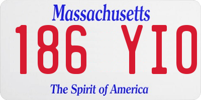MA license plate 186YI0