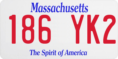 MA license plate 186YK2