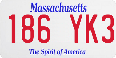 MA license plate 186YK3