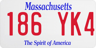 MA license plate 186YK4