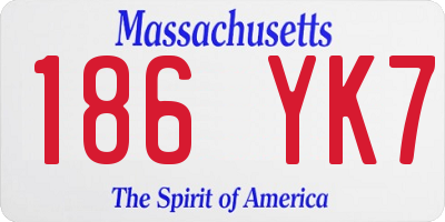 MA license plate 186YK7