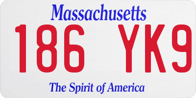 MA license plate 186YK9